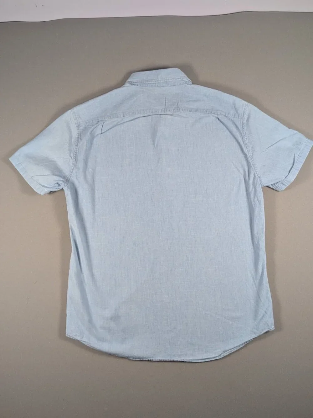 Mens J. Crew Short Sleeve Button Down Blue Shirt Large slim